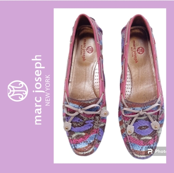 🩷Marc Joseph New York Cypress Hill Multi Camelia Snake Leather Moccasin S… - Picture 3 of 14